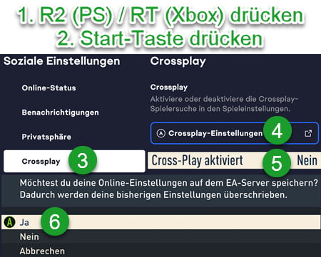 EA SPORTS FC 24 Crossplay deaktivieren / pausieren