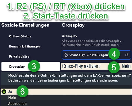 EA SPORTS FC 25 Crossplay deaktivieren / pausieren