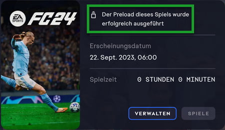 EA FC 24 Preload erfolgreich