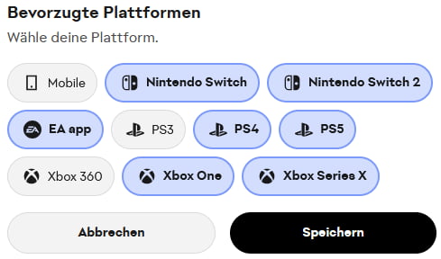 Bevorzugte Konsolen für Beta-Codes auswählen