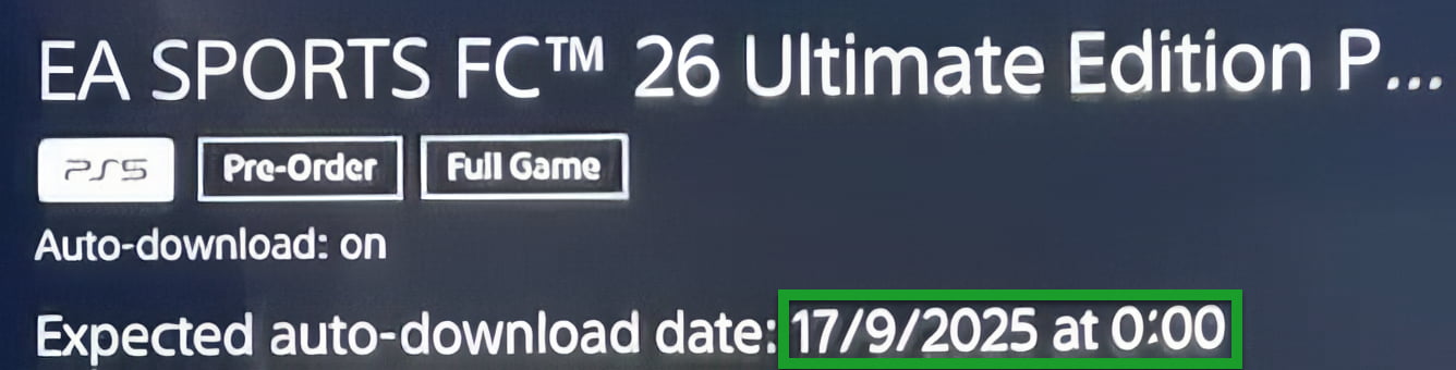 EA SPORTS FC 26 Preload-Datum PlayStation 4 und PlayStation 5