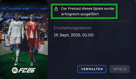 EA FC 26 Preload erfolgreich