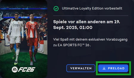 EA SPORTS FC 26 Preload starten