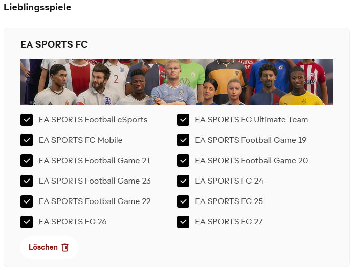 Lieblingsspiele f&uuml;r Beta-Codes ausw&auml;hlen