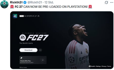 EA SPORTS FC 27 Preload-Datum PlayStation 4 und PlayStation 5