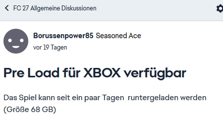 EA SPORTS FC 27 Preload-Datum Xbox One und Xbox Series X|S