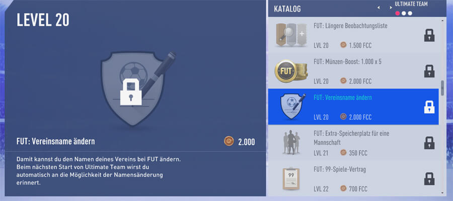 FIFA 19 Vereinsname ändern über Verbrauchsobjekt