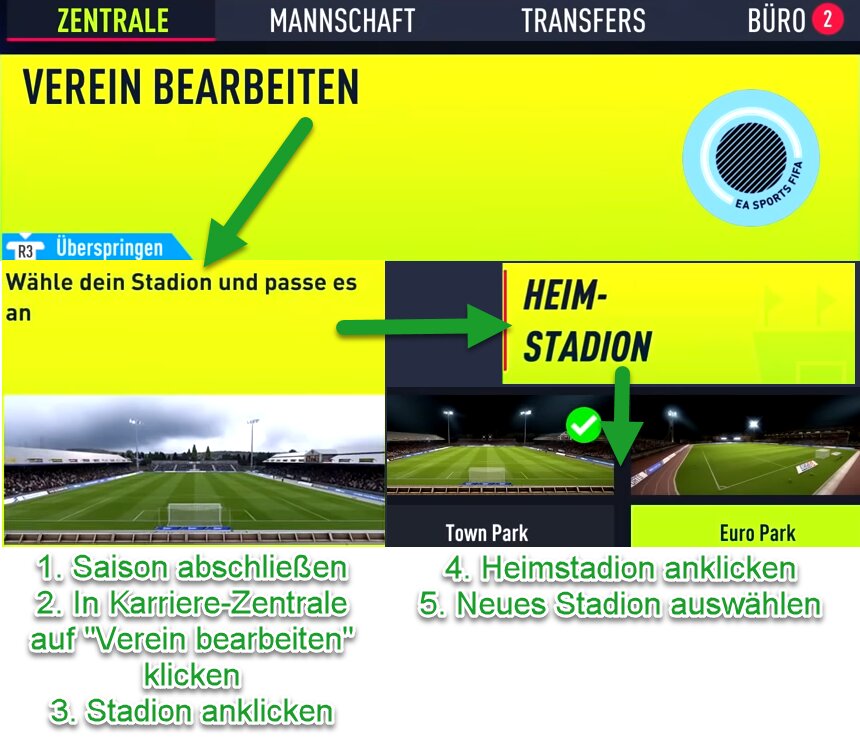 EA FC 24 Karriere-Stadion ändern