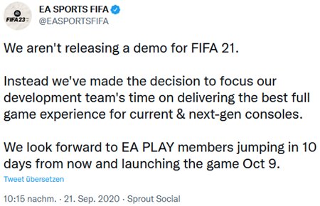 Begründung von EA SPORTS gegen FIFA-Demo