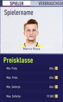 Suchmaske für die Sniping-Methode
